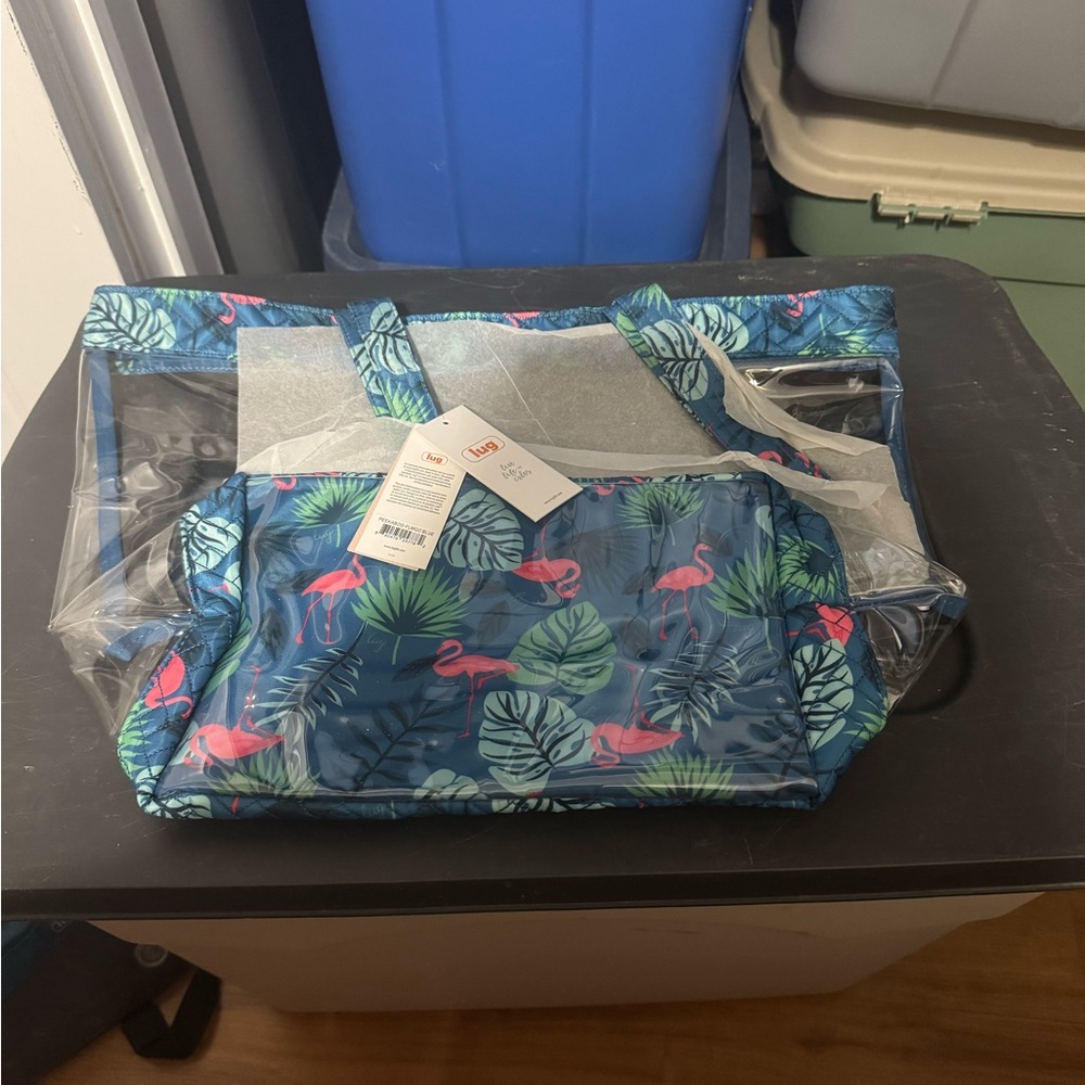 Flamingo Print Peakaboo Tote Bag - Picture 1 of 3